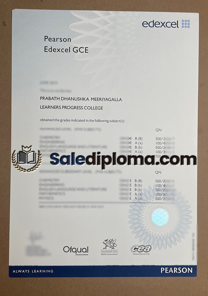 order Edexcel certificate.