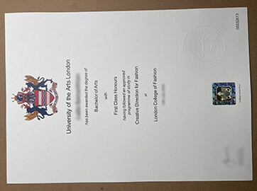 order University of the Arts London certificate