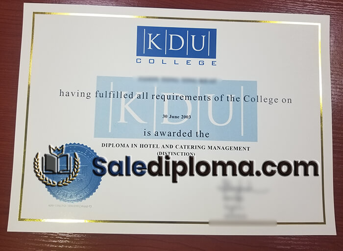 order KDU college certificate