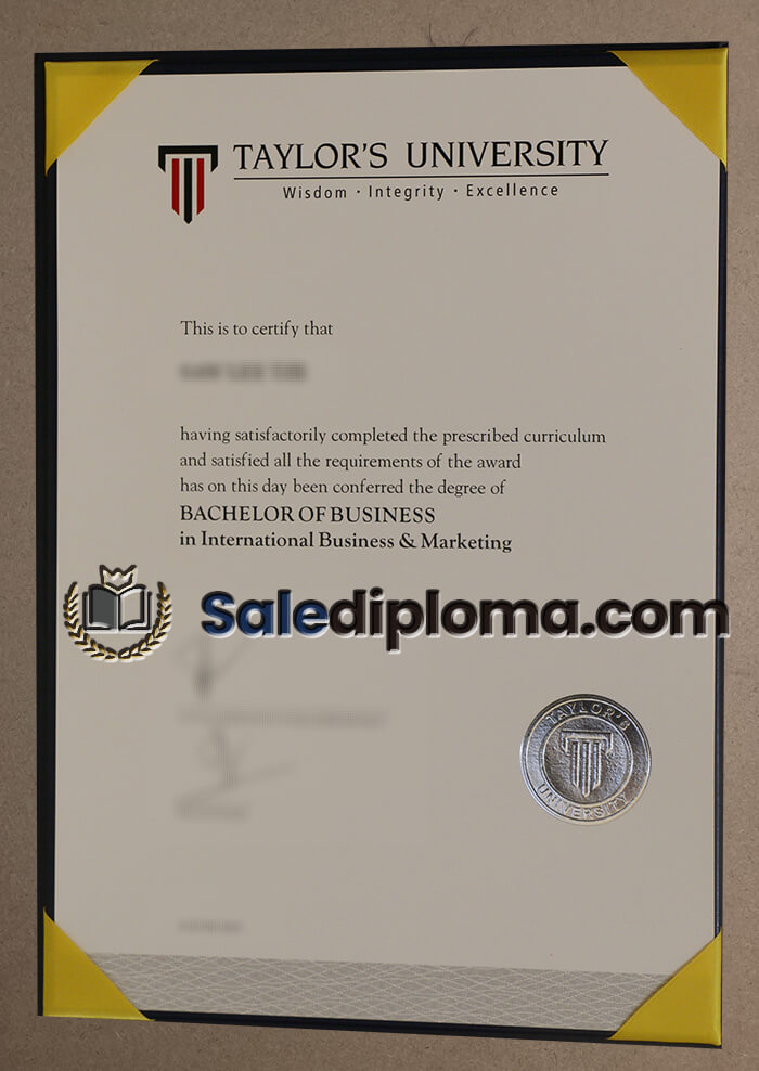 order Taylor's University certificate
