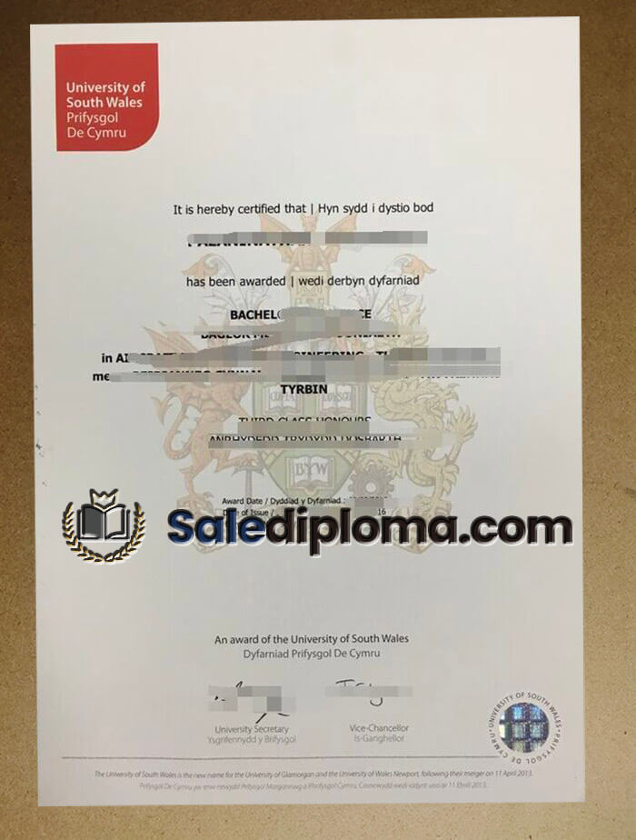 buy University of South Wales certificate