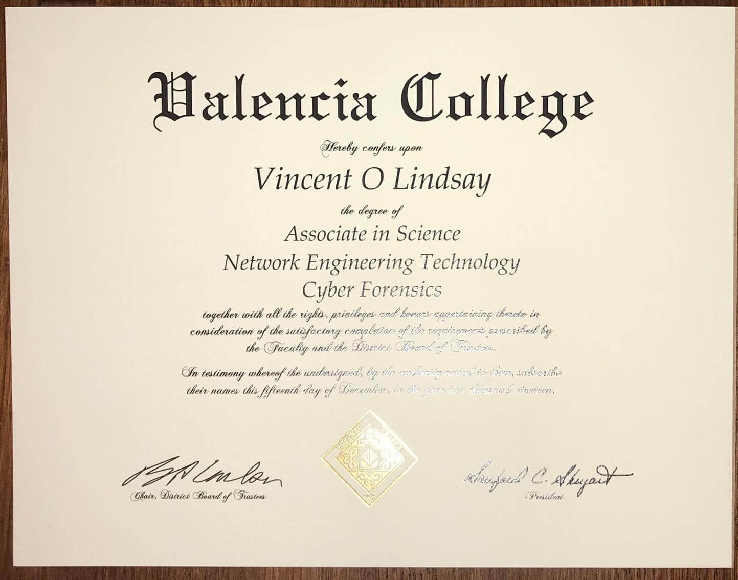 obtain Valencia College diploma