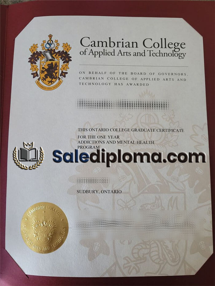 order Cambrian College diploma