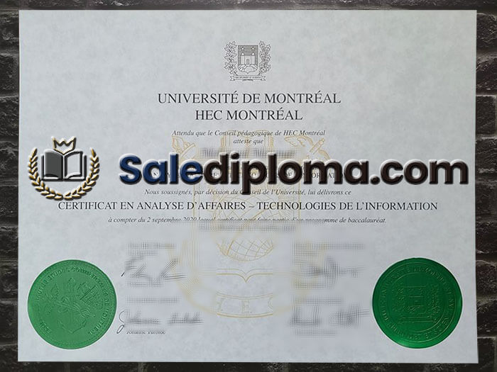 order HEC Montreal certificate
