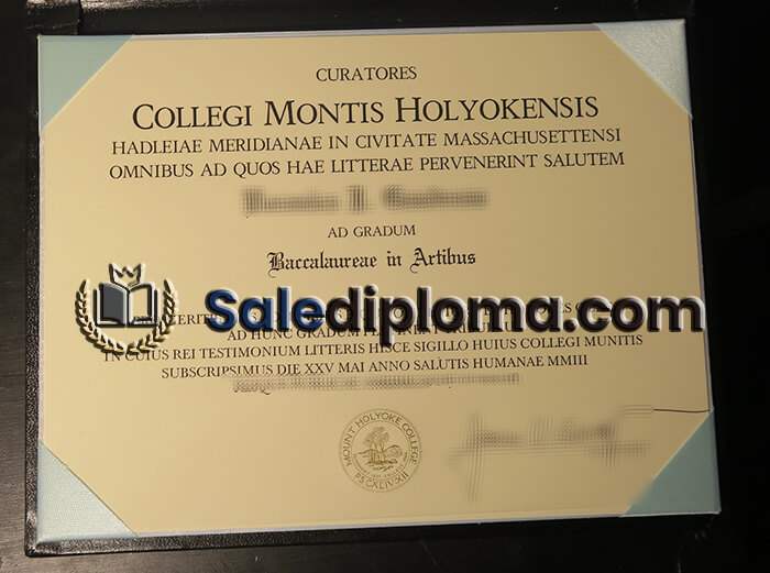 buy Mount Holyoke College certificate