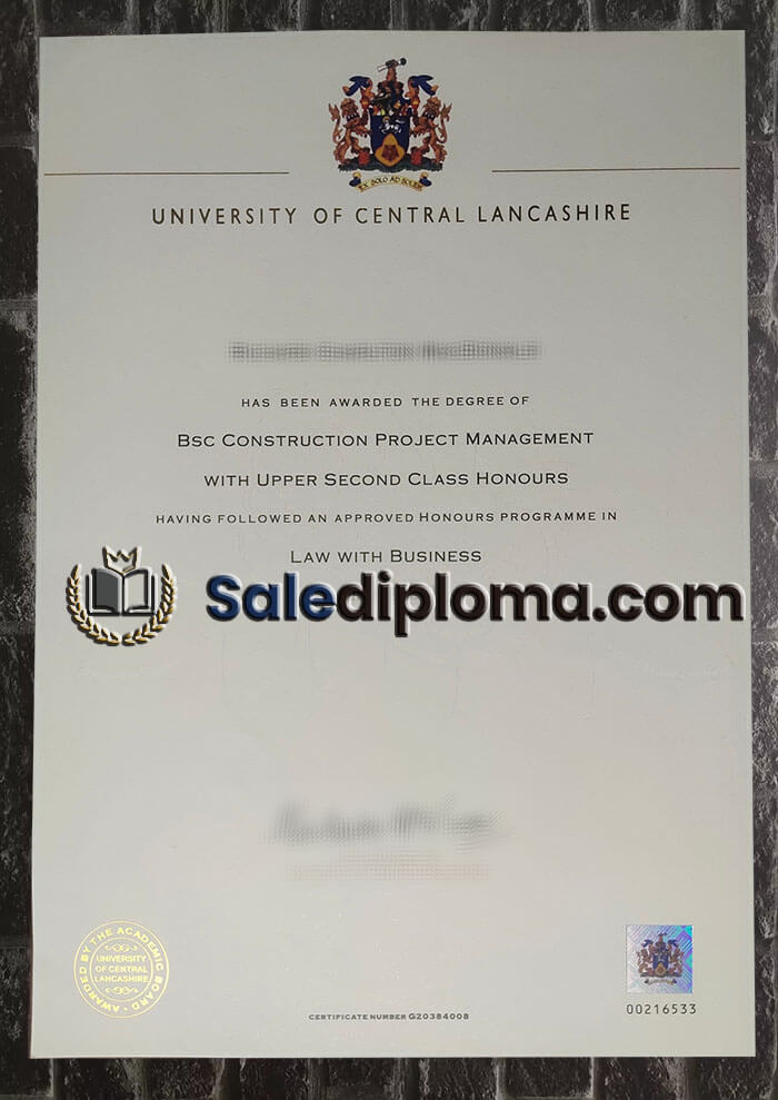 buy University of Central Lancashire diploma