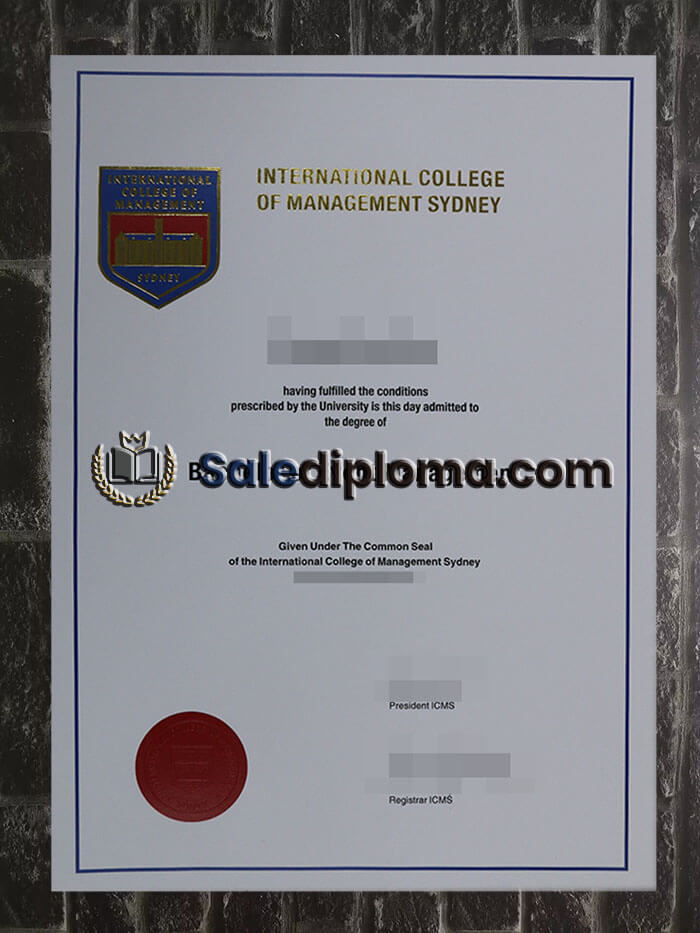 purchase fake International College of Management Sydney diploma