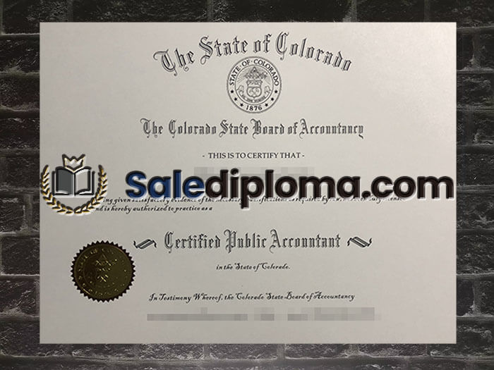 purchase fake Colorado State Board of Accountancy CPA certificate