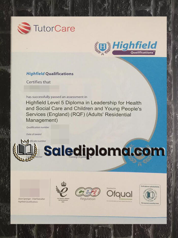 purchase fake Highfield Qualifications certificate