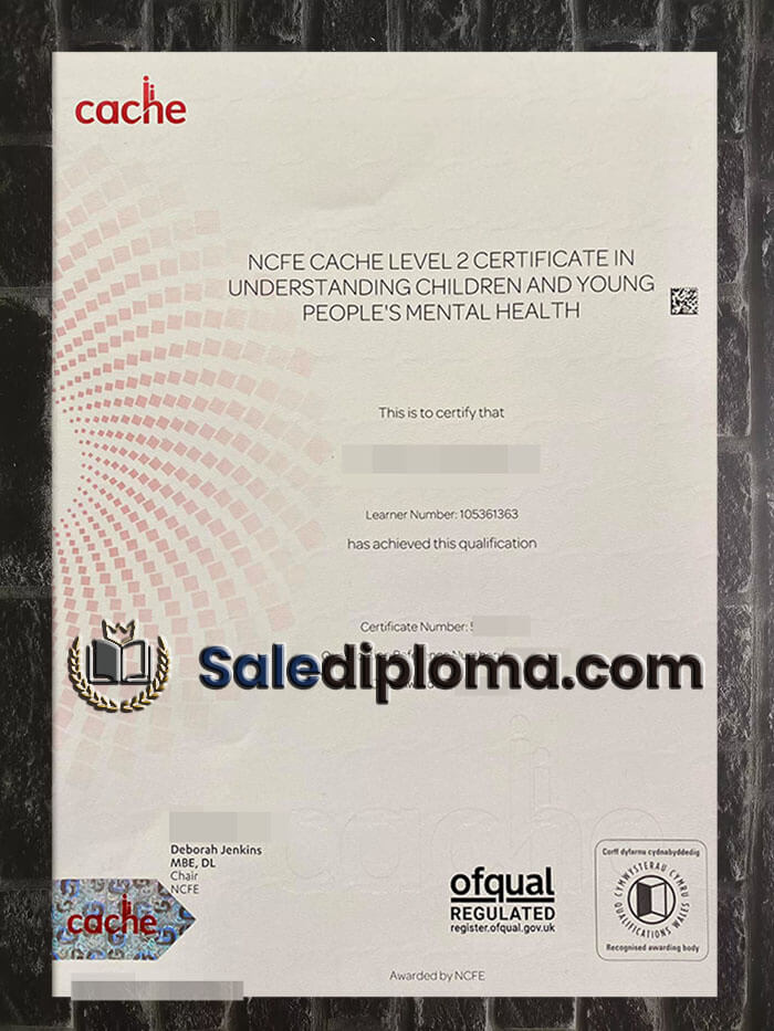 purchase fake NCFE CACHE Level 2 certificate