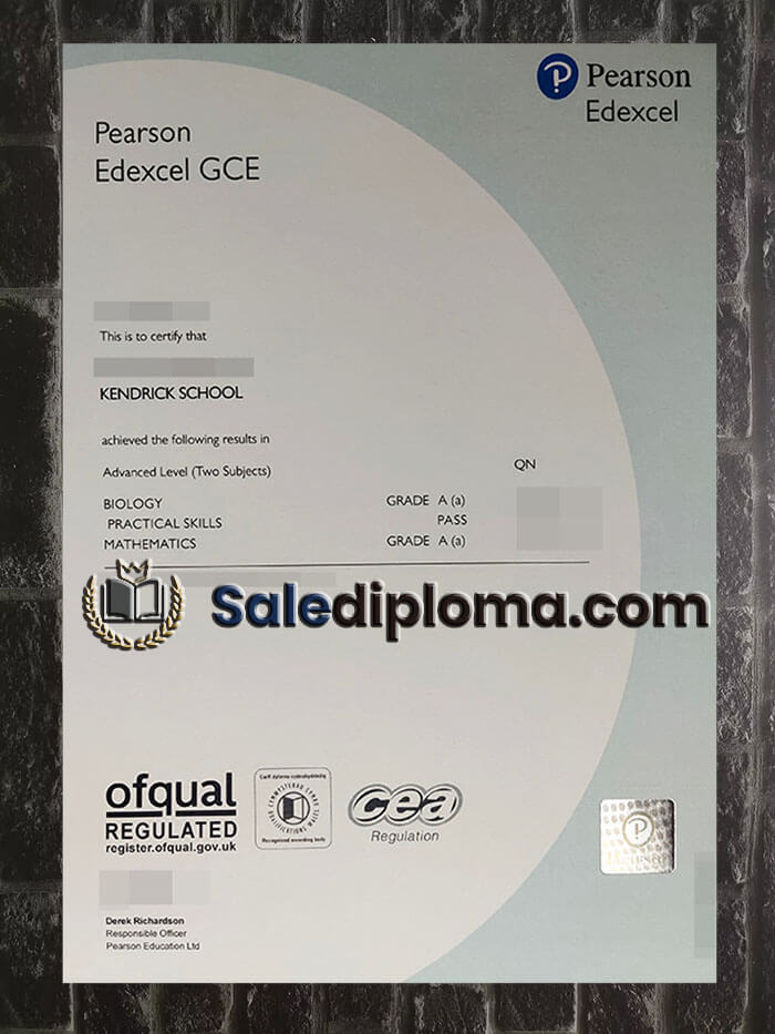purchase fake Pearson Edexcel GCE certificate