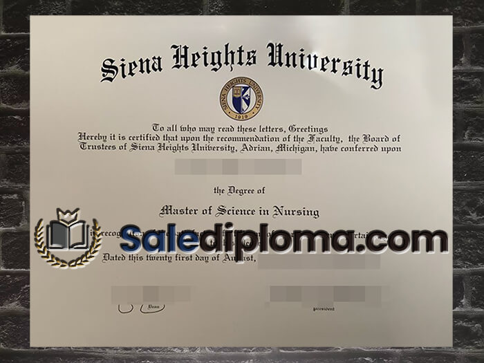 purchase fake Siena Heights University diploma