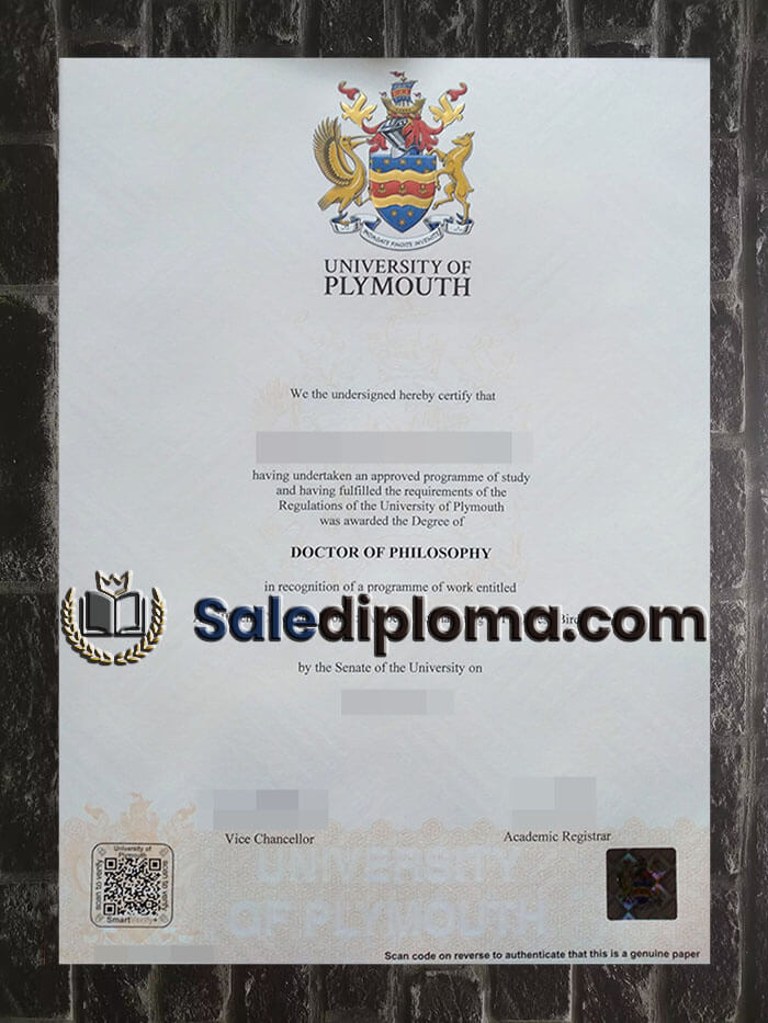 purchase fake University of Plymouth diploma